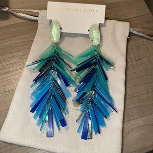 Kendra Scott Justine shell blue and green earrings